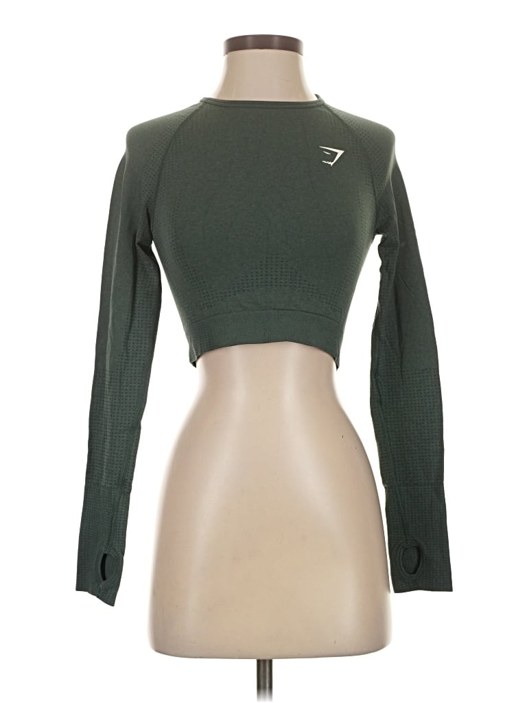 Pre-owned Gymshark Long Sleeve Top Green Turtleneck Tops