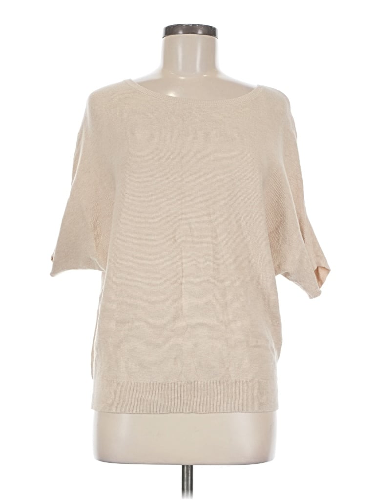 Pre-owned Quince Short Sleeve Top Tan Crew Neck Tops In Brown