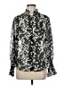 Chico's Floral Silver Long Sleeve Blouse Size Med (1) - photo 1