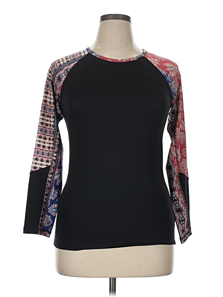 Pre-owned Roxy 3/4 Sleeve T-shirt In Black