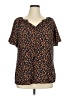 Downing Studio 100% Polyester Brown Short Sleeve Blouse Size 0X - photo 1