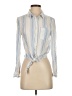Love Tree 100% Rayon Stripes Blue Long Sleeve Blouse Size S - photo 1