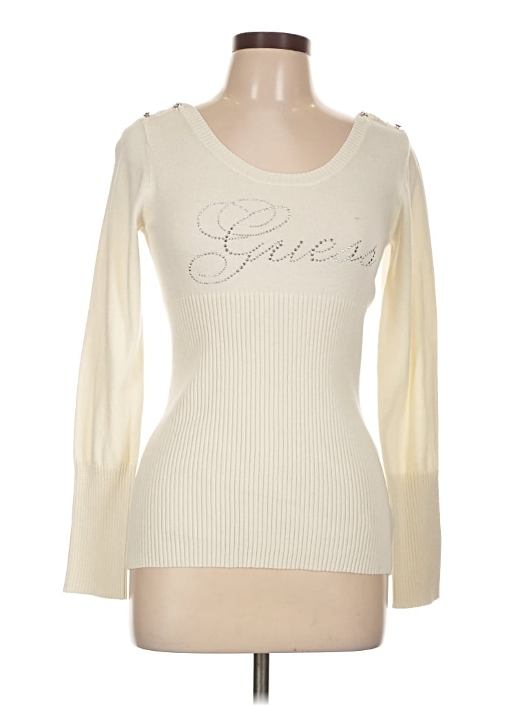 Pre-owned Guess Pullover Sweater In White