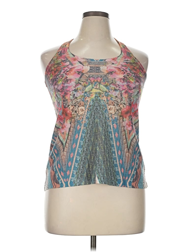 Pre-owned Ginger G Tank Top Blue Halter Neckline Tops