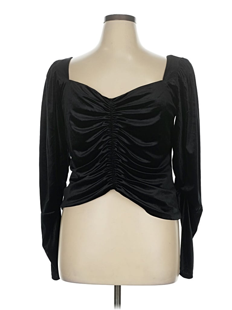 Express 3/4 Sleeve Top Black Sweetheart Neckline Tops