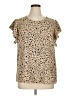 Shein Curve 100% Polyester Tan Short Sleeve Blouse Size 1X - photo 1