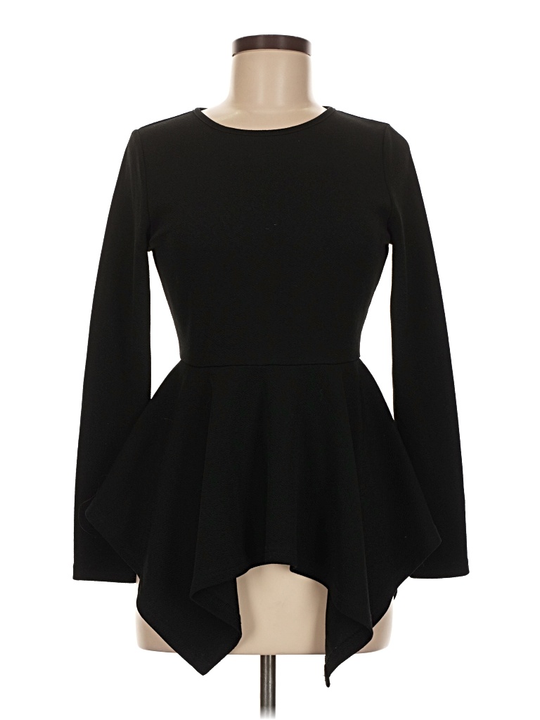 Pre-owned Shein Long Sleeve Top Black Keyhole Neckline Tops