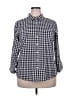 Gap Outlet Checkered-gingham Blue 3/4 Sleeve Button-Down Shirt Size XXL - photo 1