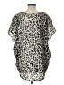 Larry Levine 100% Polyester Animal Print Silver Tan Short Sleeve Blouse Size L - photo 2