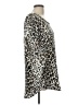 Larry Levine 100% Polyester Animal Print Silver Tan Short Sleeve Blouse Size L - photo 4