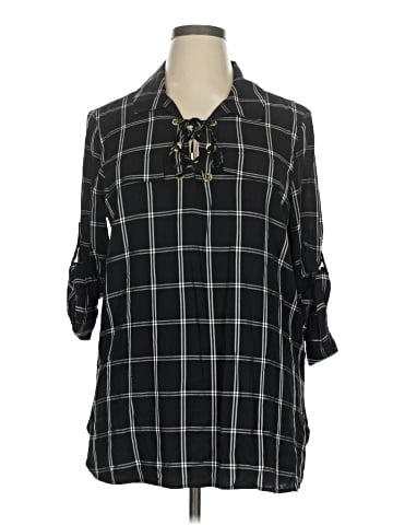 Calvin Klein 3/4 Sleeve Button-Down Shirt (view 1)