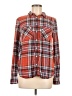 Merona 100% Cotton Plaid Orange Long Sleeve Button-Down Shirt Size M - photo 1