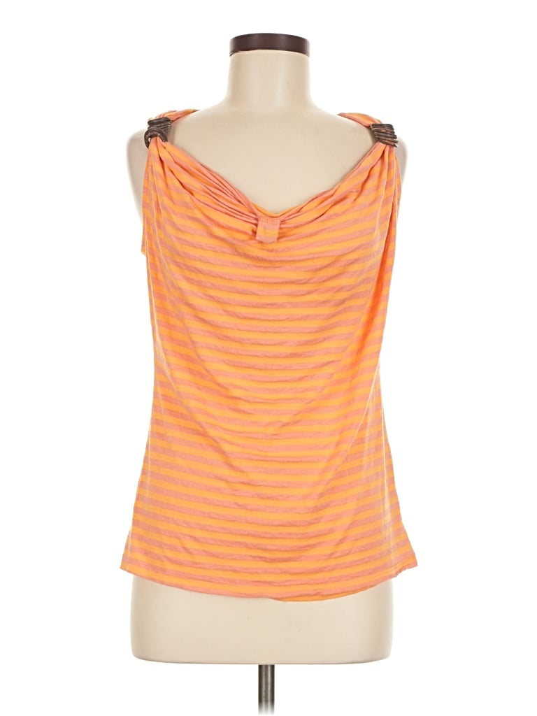 Pre-owned Susan Bristol Tank Top Orange Cowl Neck Tops