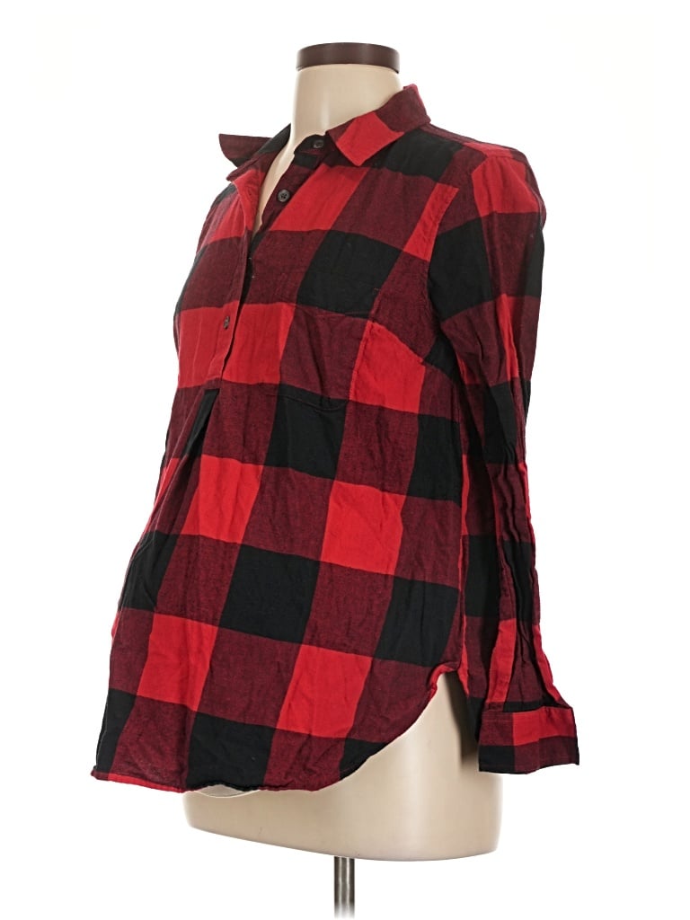 Pre-owned Old Navy - Maternity Long Sleeve Button Down Shirt In Red