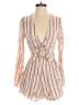 Pink Lily 100% Rayon Stripes Tan Ivory Romper Size S - photo 1