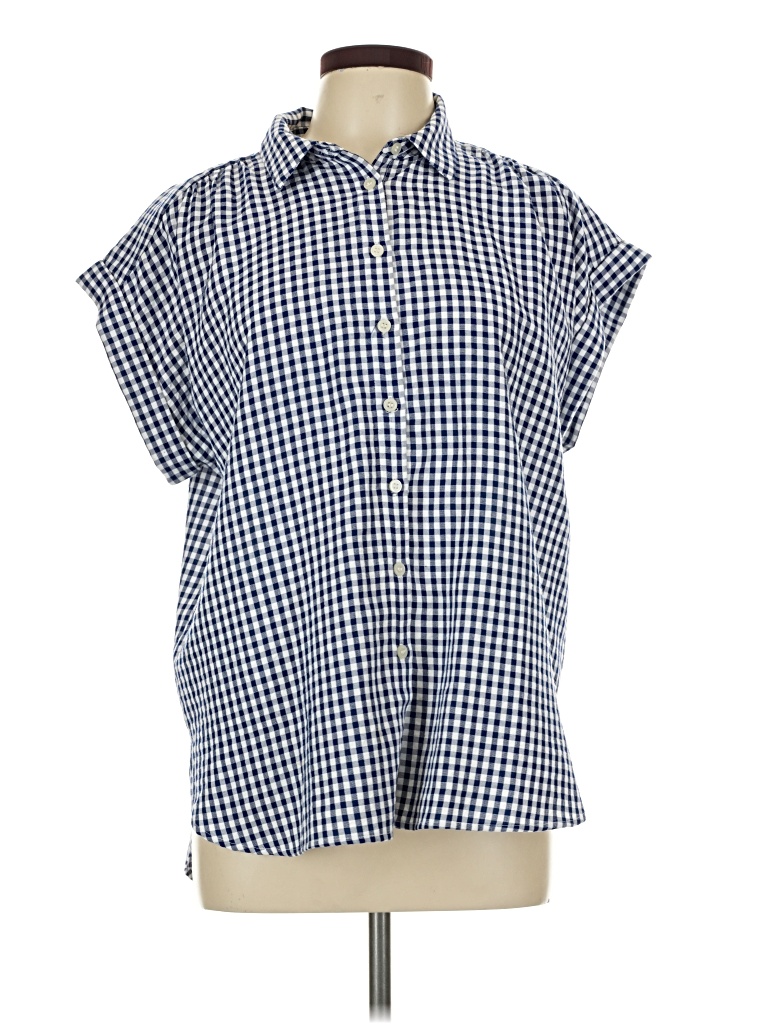Pre-owned Ann Taylor Loft Short Sleeve Blouse In Blue