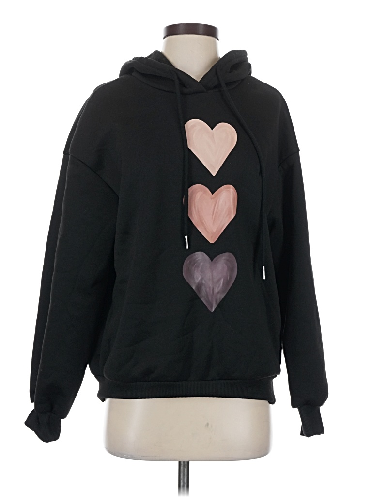 Pre-owned Shein Pullover Hoodie In Black