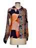 AP.NY Color Block Orange Long Sleeve Blouse Size XS - photo 1