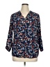 Meri Skye Floral Blue 3/4 Sleeve Blouse Size 0X - photo 1