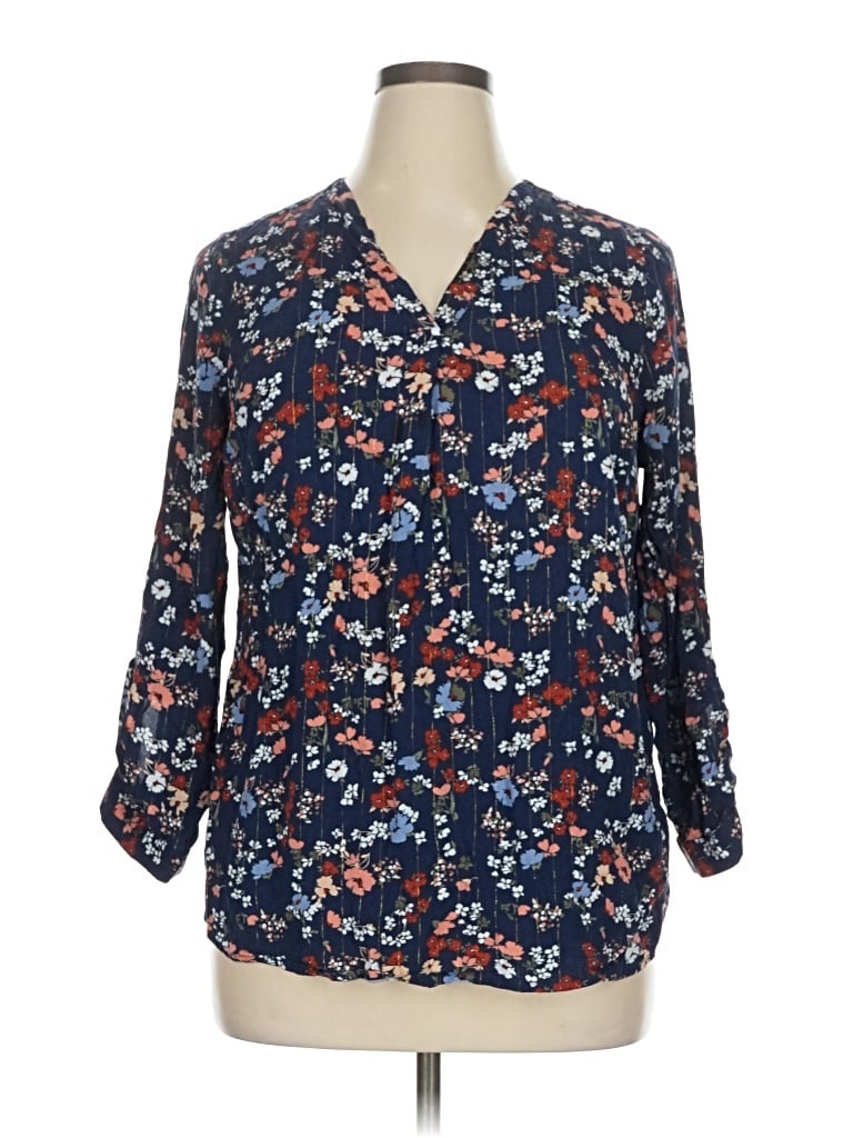 Pre-owned Meri Skye 3/4 Sleeve Blouse In Blue