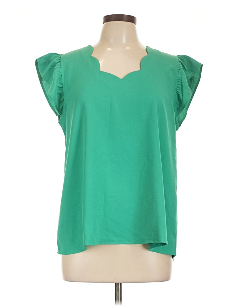 Pre-owned Jodifl Short Sleeve Blouse In Green