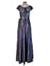 Xscape Metallic Solid Silver Cocktail Dress Size 4 - photo 2