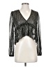 Sunday Best 100% Polyester Metallic Silver Long Sleeve Blouse Size XS - photo 1