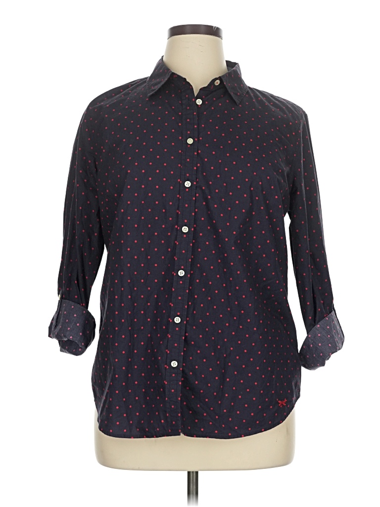 Pre-owned Talbots 3/4 Sleeve Button Down Shirt In Black