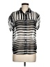 Lily Star Stripes Silver Short Sleeve Blouse Size M - photo 1
