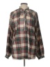 Simply Southern 100% Polyester Plaid Green Long Sleeve Blouse Size L - photo 1