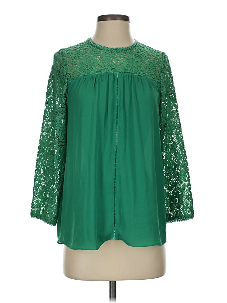 Pre-owned Jade Melody Tam 3/4 Sleeve Blouse In Green