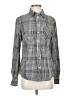 Merona 100% Cotton Checkered-gingham Gray Long Sleeve Button-Down Shirt Size S - photo 1