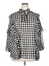 C established 1946 100% Polyester Houndstooth Silver 3/4 Sleeve Blouse Size 18 - 20 - photo 1