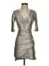 Alice + Olivia 100% Polyester Metallic Silver Gold Cocktail Dress Size 2 - photo 1