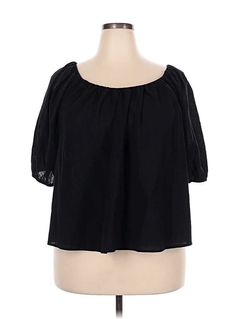 Pre-owned Old Navy Short Sleeve Blouse In Black