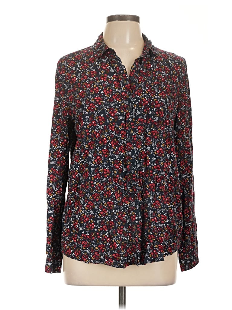 Pre-owned Beachlunchlounge Long Sleeve Blouse In Burgundy