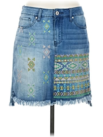 Hydraulic Denim Skirt (view 1)