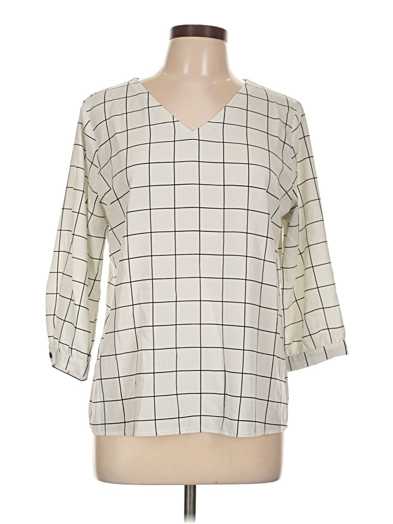 Pre-owned Allegra K 3/4 Sleeve Blouse In Ivory