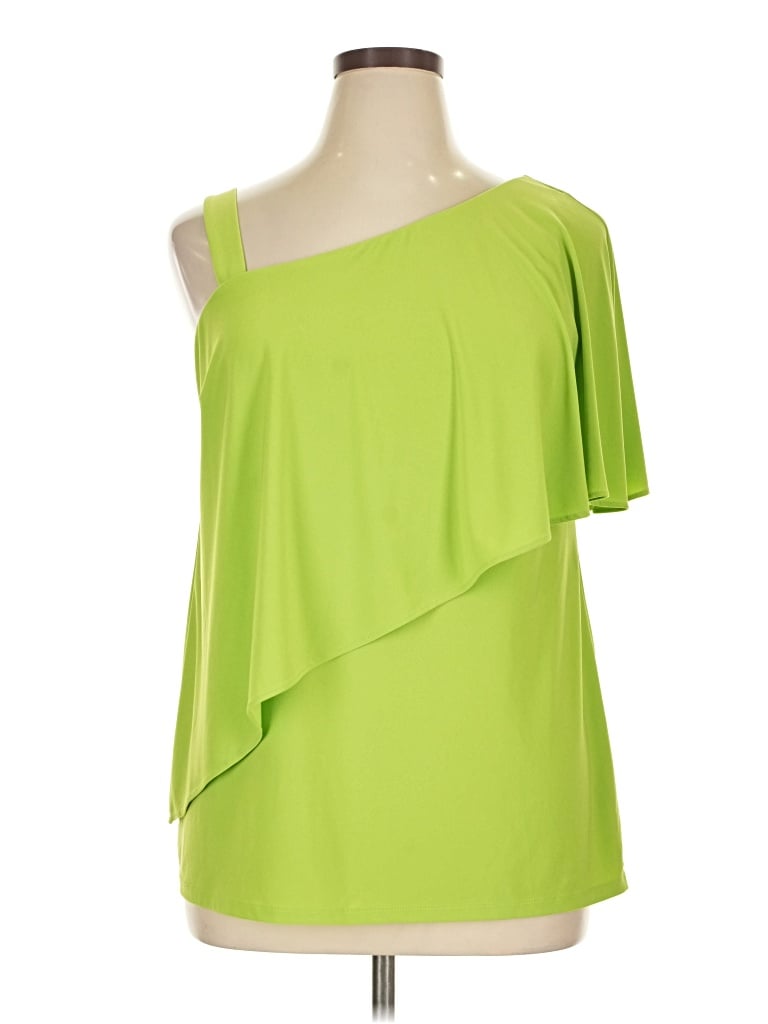 Pre-owned Coco Bianco Sleeveless Top Green One Shoulder Neckline Tops