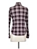 Vanity 100% Polyester Plaid Burgundy Long Sleeve Blouse Size S - photo 2
