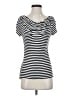 Max Studio Stripes White Short Sleeve T-Shirt Size S - photo 1