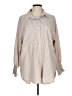 Unbranded 100% Polyester Stripes Tan Long Sleeve Blouse Size L - photo 1