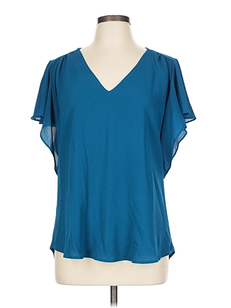 Pre-owned Bobeau Short Sleeve Blouse In Blue