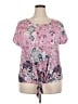 One World Pink Short Sleeve Blouse Size 2X - photo 1