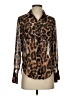 Shein 100% Polyester Animal Print Brown Long Sleeve Blouse Size 4 - photo 1