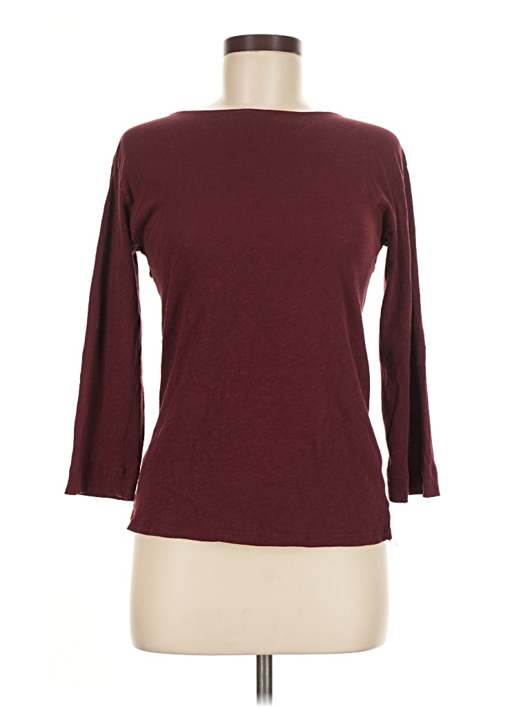 Pre-owned Jcrew 3/4 Sleeve Top Burgundy Boatneck Tops