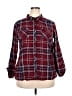db established 1962 Plaid Burgundy 3/4 Sleeve Button-Down Shirt Size 2X - photo 1
