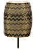 Seduce Chevron-herringbone Gold Silk Skirt Size 10 - photo 1