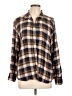 Treasure & Bond Plaid Brown Long Sleeve Button-Down Shirt Size L - photo 1