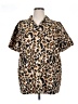Anthony Richards Animal Print Brown Short Sleeve Blouse Size 1X - photo 1
